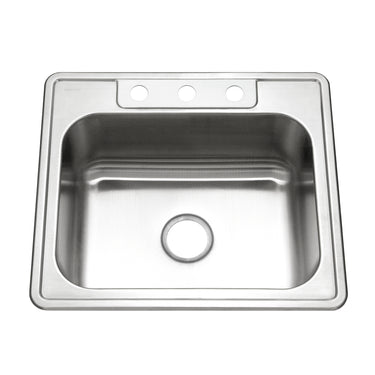 Houzer Glowtone 25 inch Stainless Steel Drop-in Topmount Single Bowl Deep Kitchen Sink with Strainer